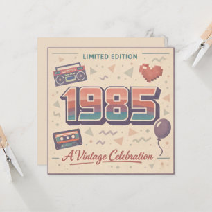 Tarjeta plana de cumpleaños vintage de 1985 – Edic