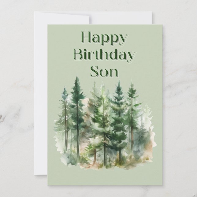 Tarjeta plana de cumpleaños Woodland (Anverso)
