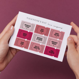 Tarjeta plana de cupones de amor para el día de Sa