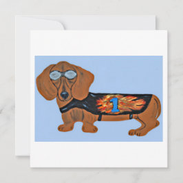 Tarjeta plana de Dachshund con chaqueta de carrera