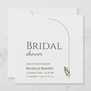 Tarjeta plana de desayuno nupcial floral beige neg