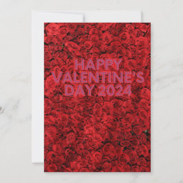 Tarjeta plana de día de San Valentín rosa roja