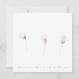 Tarjeta plana de dibujo de tinta de dandelis seca