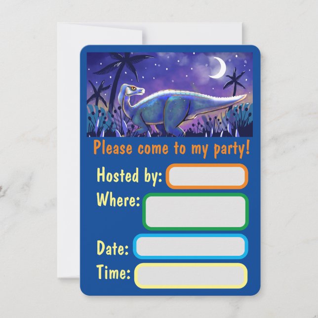 Tarjeta plana de dinosaurios para impresión manual (Anverso)