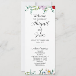 Tarjeta plana de doble cara de Boda de flores silv