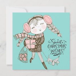 Tarjeta plana de dulces deseos de Navidad