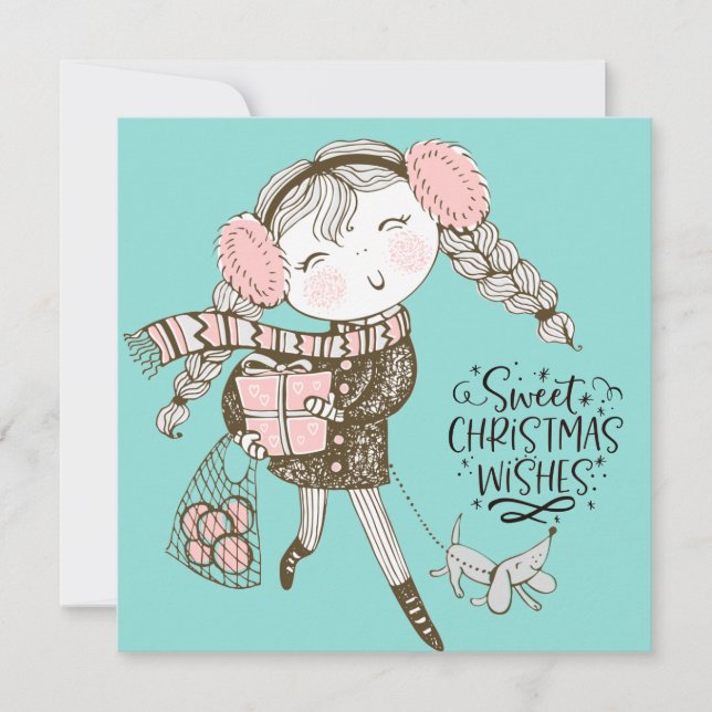 Tarjeta plana de dulces deseos de Navidad (Anverso)