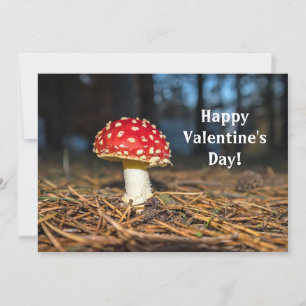 Tarjeta plana de El día de San Valentín de hongos