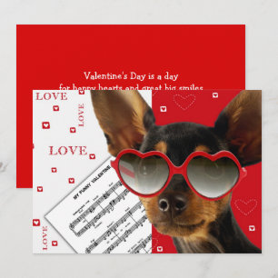 Tarjeta plana de El día de San Valentín de perro d