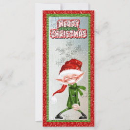 Tarjeta plana de elfo sonriente de navidad