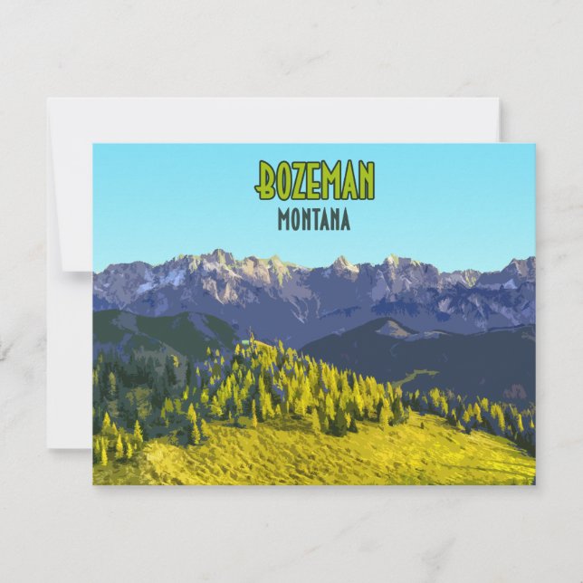Tarjeta plana de época Bozeman Montana (Anverso)