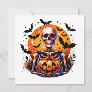 tarjeta plana de esqueleto de Halloween