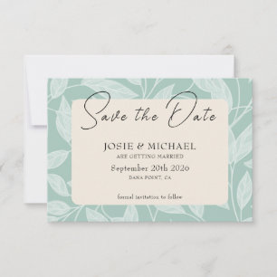 Tarjeta plana de fecha de salvación boho azul cost