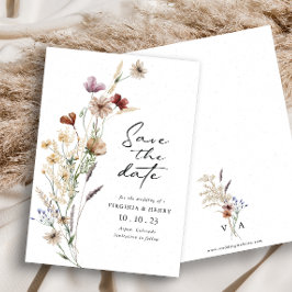 Tarjeta plana de fecha de salvación boho blanca