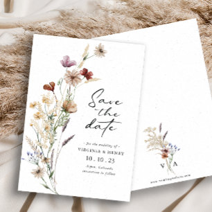 Tarjeta plana de fecha de salvación boho blanca