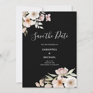 Tarjeta plana de fecha de salvación floral rosa ru