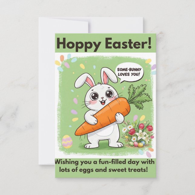 Tarjeta plana de felicitación Alegre Pascua de Res (Anverso)