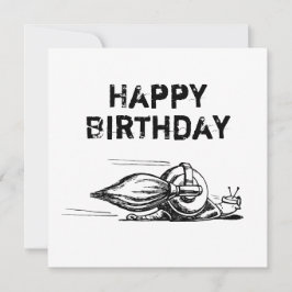 Tarjeta plana de felicitación de cumpleaños Rocket