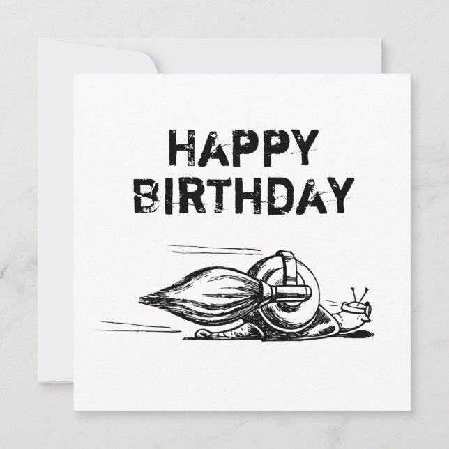 Tarjeta plana de felicitación de cumpleaños Rocket (Anverso)