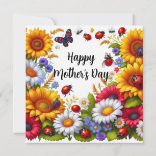 Tarjeta plana de felicitación del Día de la Madre