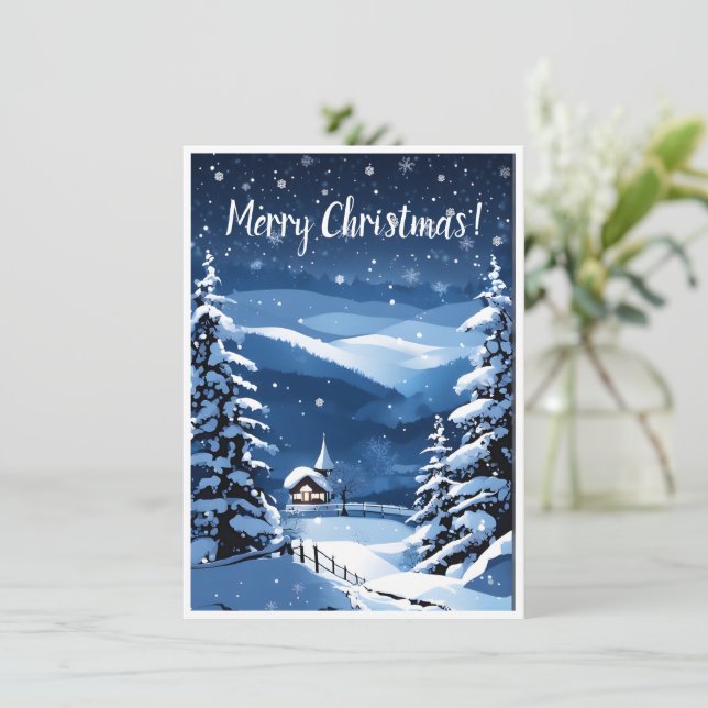 Tarjeta plana de felicitación navideña vintage (Anverso de pie)