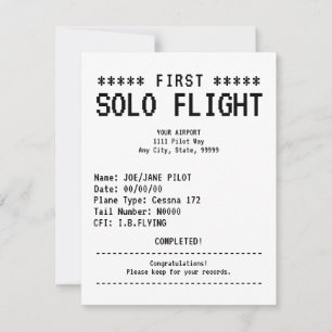 Tarjeta plana de felicitaciones por primer vuelo s