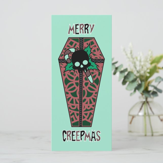 Tarjeta plana de festividad Coffin de cerezo Creep (Anverso de pie)