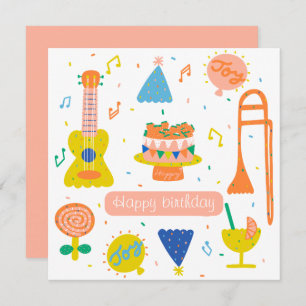 Tarjeta plana de fiesta de cumpleaños personalizad