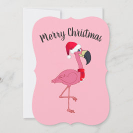Tarjeta plana de flamenco rosa de Navidad con sobr