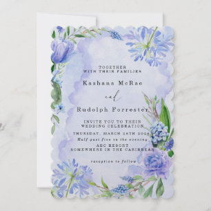 Tarjeta plana de flor morada y azul para guardar l