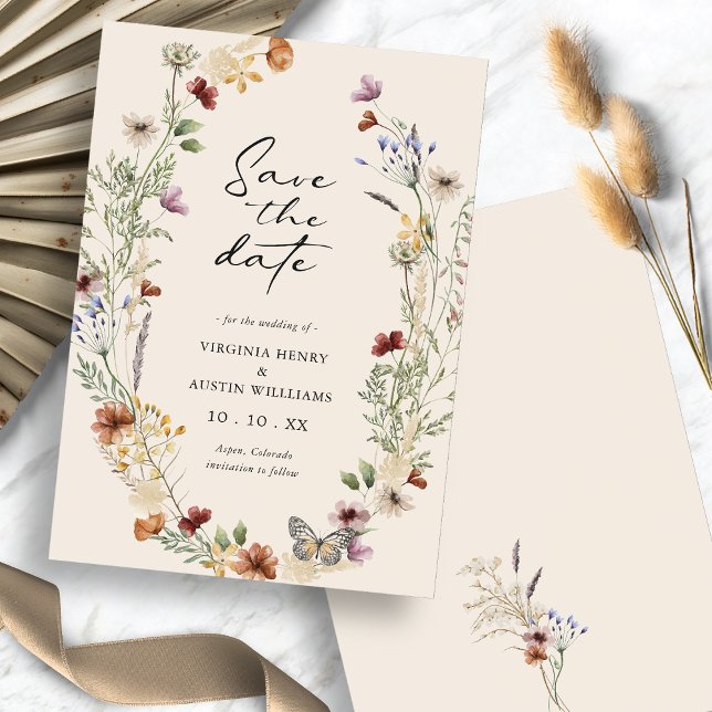 Tarjeta plana de floración de otoño para guardar l (Fall Floral Save The Date Flat Card
)