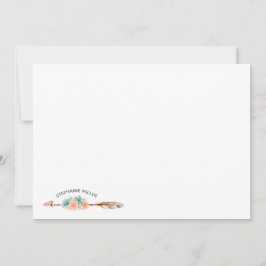 Tarjeta plana de Floral de flecha Boho y de sucule