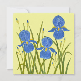 Tarjeta plana de flores de lirios azules