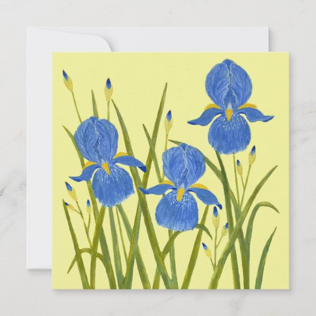 Tarjeta plana de flores de lirios azules (Anverso)