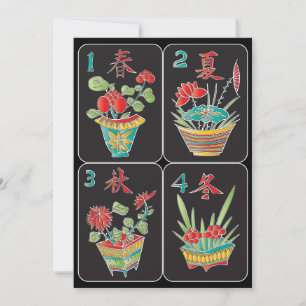 Tarjeta plana de flores/estaciones MJ