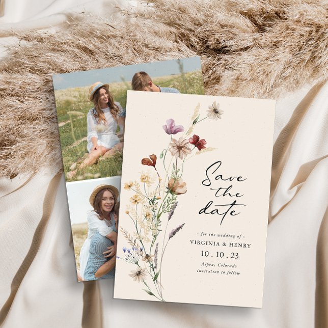 Tarjeta plana de foto Boho para guardar la fecha (Subido por el creador)