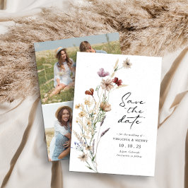 Tarjeta plana de foto boho para guardar la fecha
