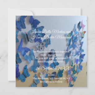 Tarjeta plana de foto de mariposas de invitación d