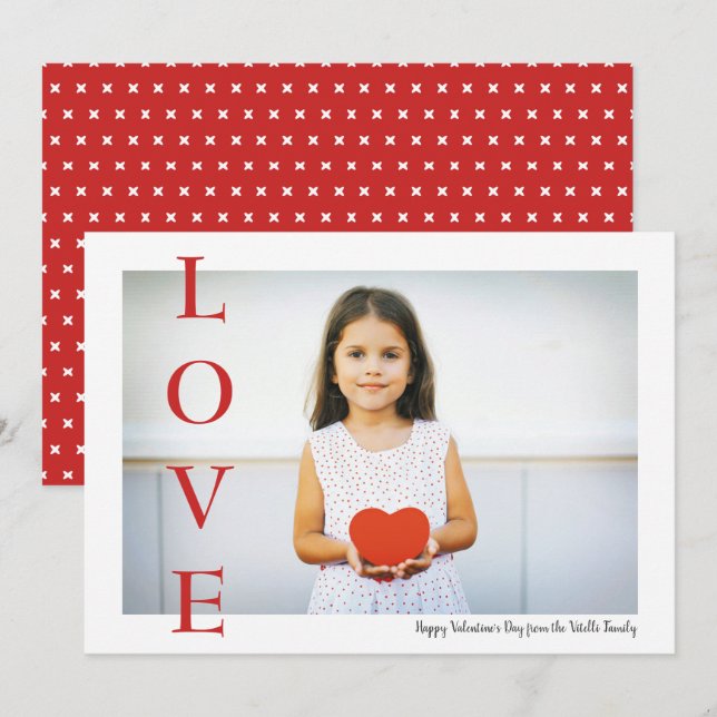 Tarjeta plana de foto El día de San Valentín de am (Anverso / Reverso)