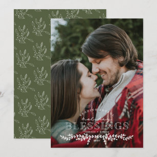 Tarjeta plana de fotos con señas de mano y bendici
