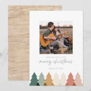 Tarjeta plana de fotos de árbol de Navidad rústico