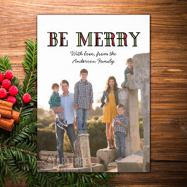 Tarjeta plana de fotos de color Be Merry Holiday