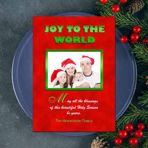 Tarjeta plana de fotos de familia de Navidades rel