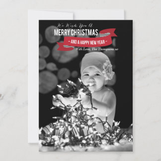 Tarjeta plana de fotos de Feliz Navidad y Año Nuev