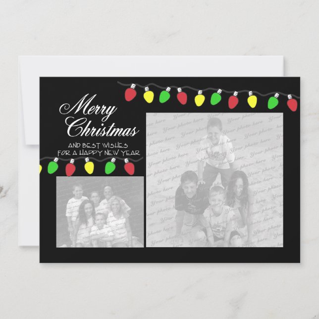 Tarjeta plana de fotos de las luces de vacaciones (Anverso)