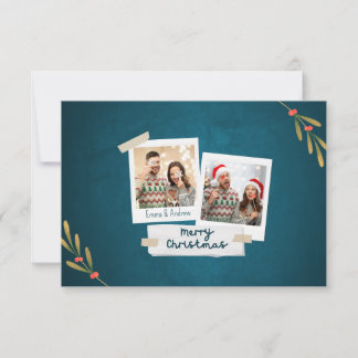 Tarjeta plana de fotos de navidades con saludos