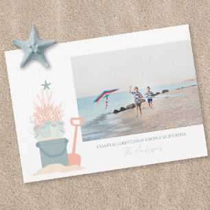 Tarjeta plana de fotos de Navidades costeros de la