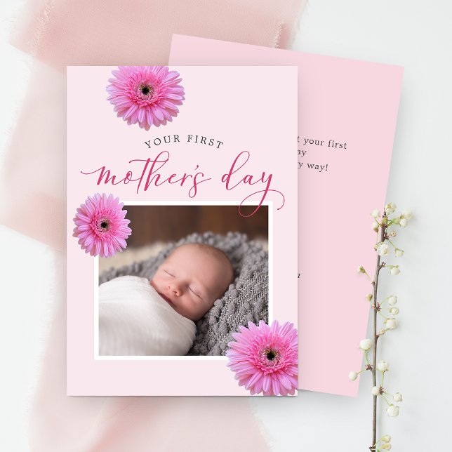 Tarjeta plana de fotos del primer día de la madre (Subido por el creador)