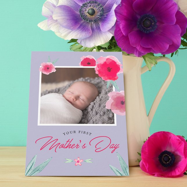 Tarjeta plana de fotos del primer día de la madre (Your First Mother's Day Photo Flat Card)