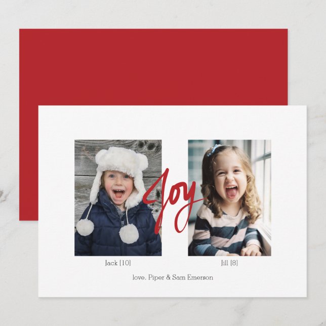 Tarjeta plana de fotos JOY Navidades Holiday 2 (Anverso / Reverso)